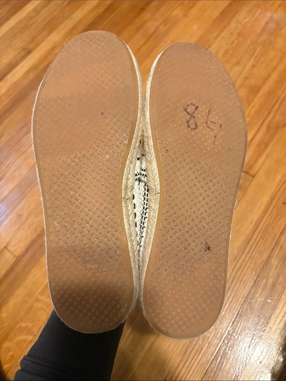 Toms Striped Woven Espadrilles in Cream and Black